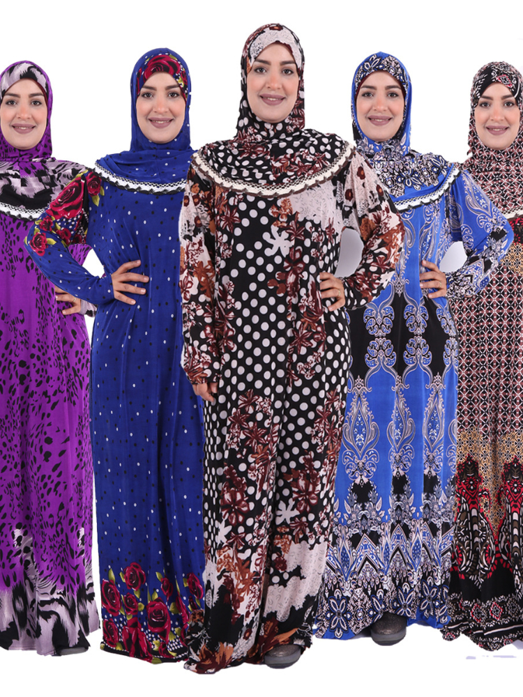 イスラム教徒の祈りの衣服ドレス女性イスラム服花トーブブルカドバイトルコ Jurken アバヤフード付きキマールヒジャーブローブ jilbab