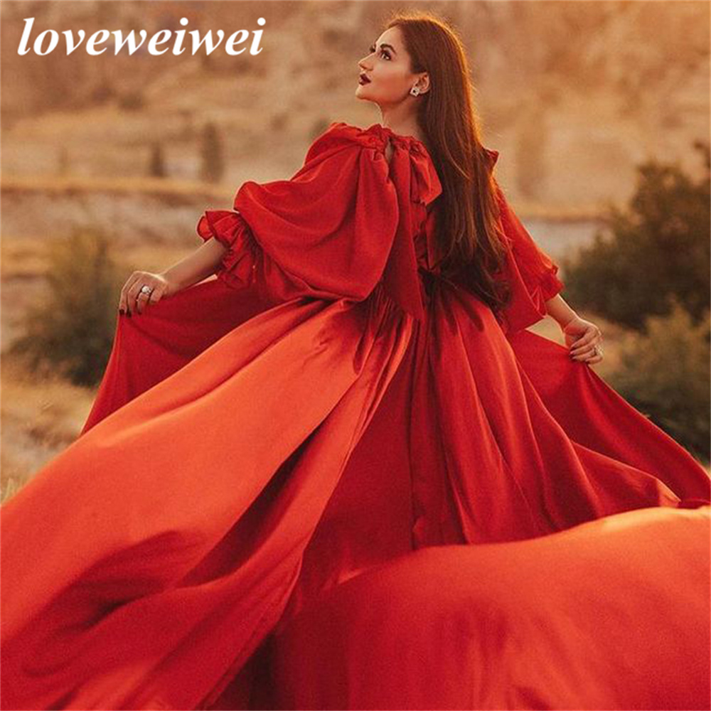 Loveweiwei V ネック A ラインイブニングドレスステイン長袖ウエディングドレスオレンジコートトレインウエディングドレスvestidos de fiesta