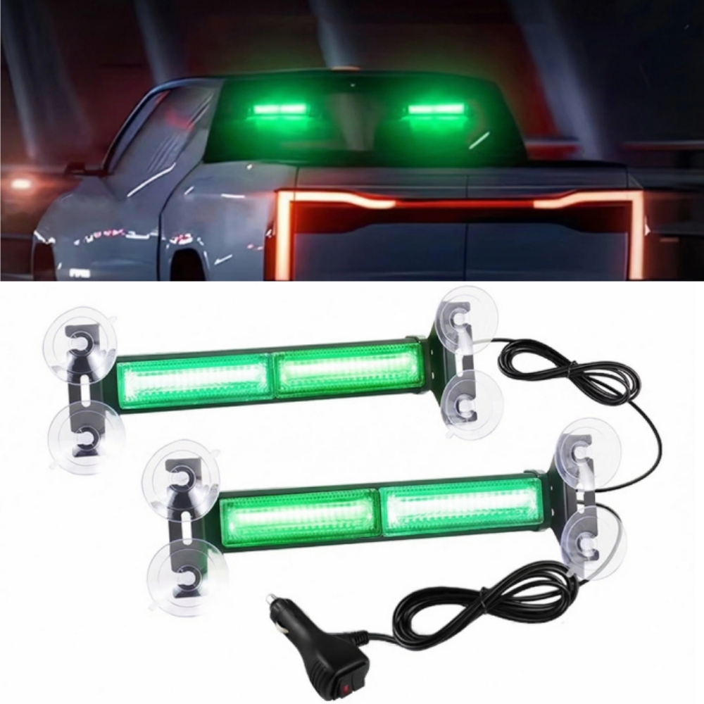 12V/24V COB 緊急ダッシュストロボライト安全灯 72LED 点滅警告グリーン LED フロントガラスバイザー信号機