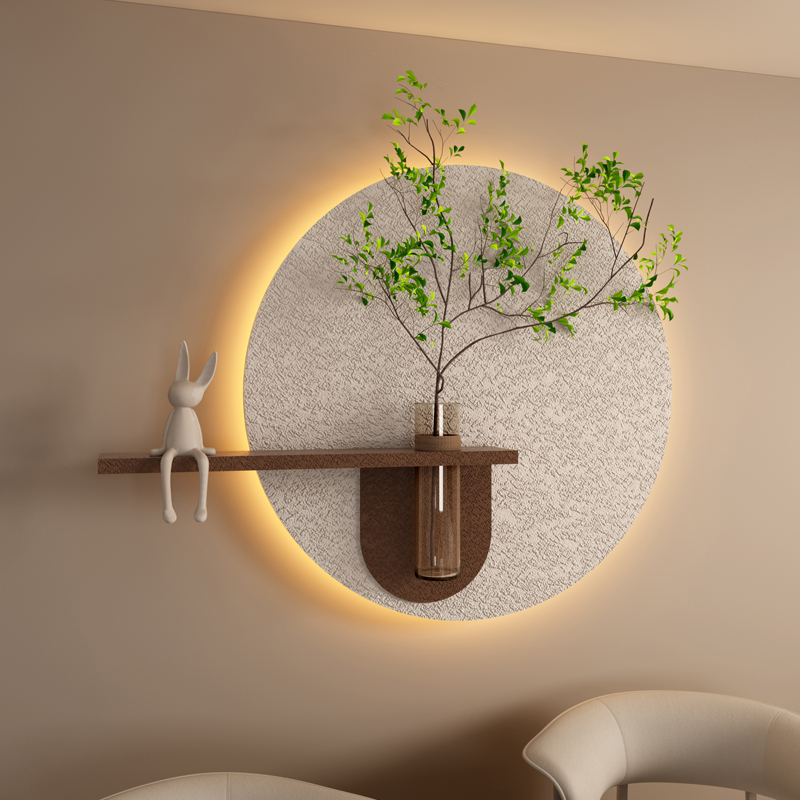 現代の緑の植物砂岩絵画 LED ライト廊下リビングルームレストランテーブル 3D ホームデコレーション光沢壁画ランプ