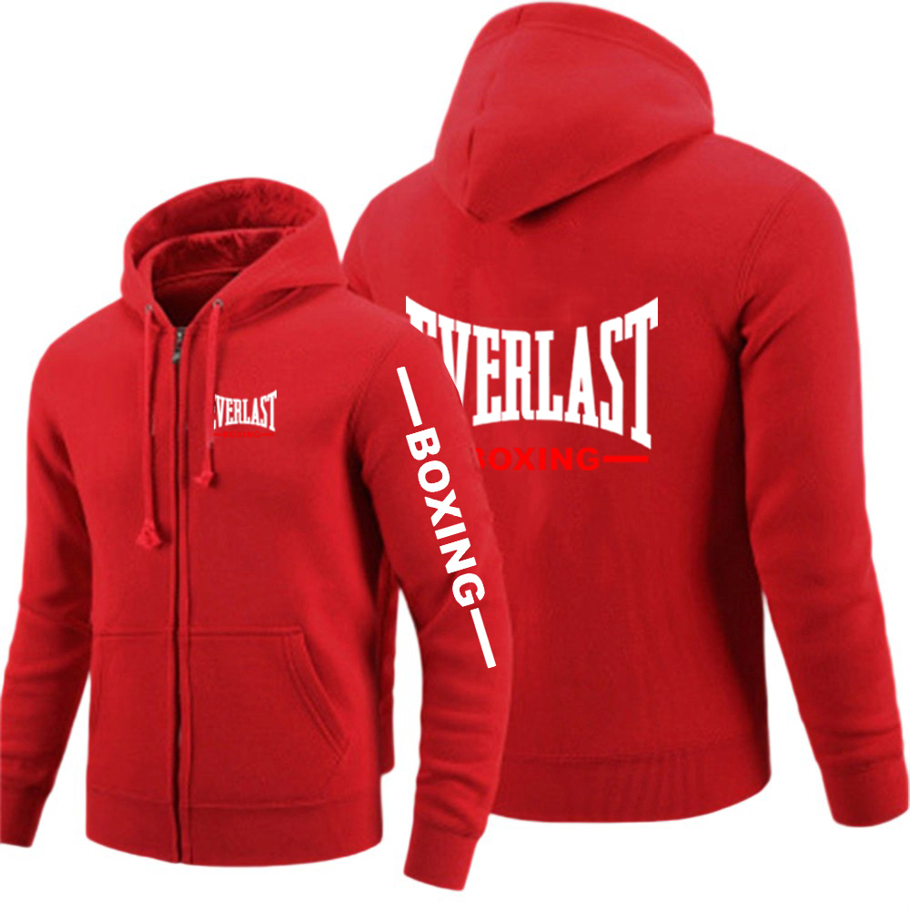 Everlast 2025 春と秋の新メンズファッションカジュアルパーカートレーナーストリートヒップホップ無地ジッパー原宿コート