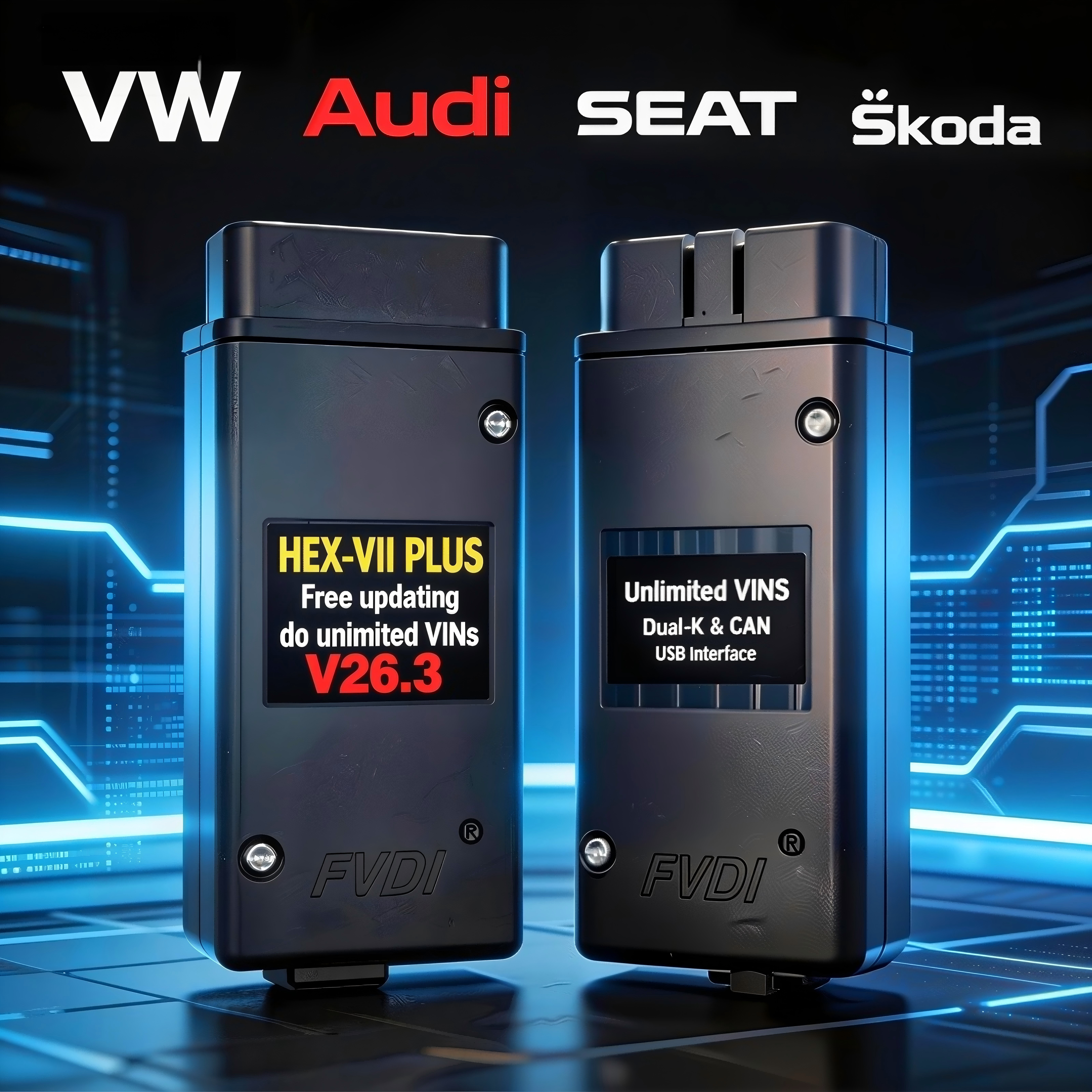 2025 HEX VII PLUS VIN を無制限オンライン VAG HEX V2 Plus ハードウェア USB インターフェイス VAG COM 診断コーディング VCDS-PLUS