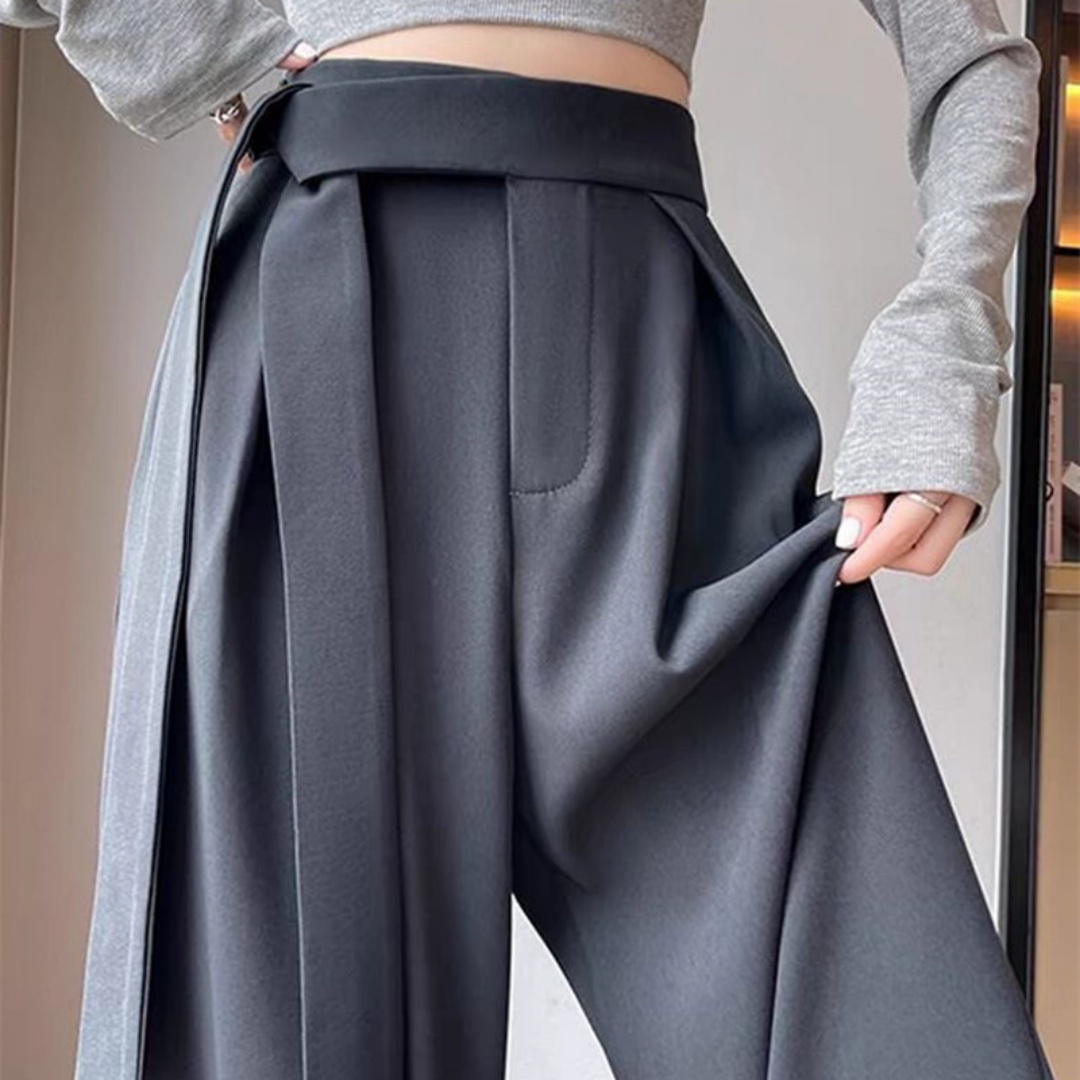 女性だぶだぶハイウエストストレートワイドレッグパンツ女性のクラシックデザイナーストレートレッグスーツパンツファッションエレガントスタイルオフィス
