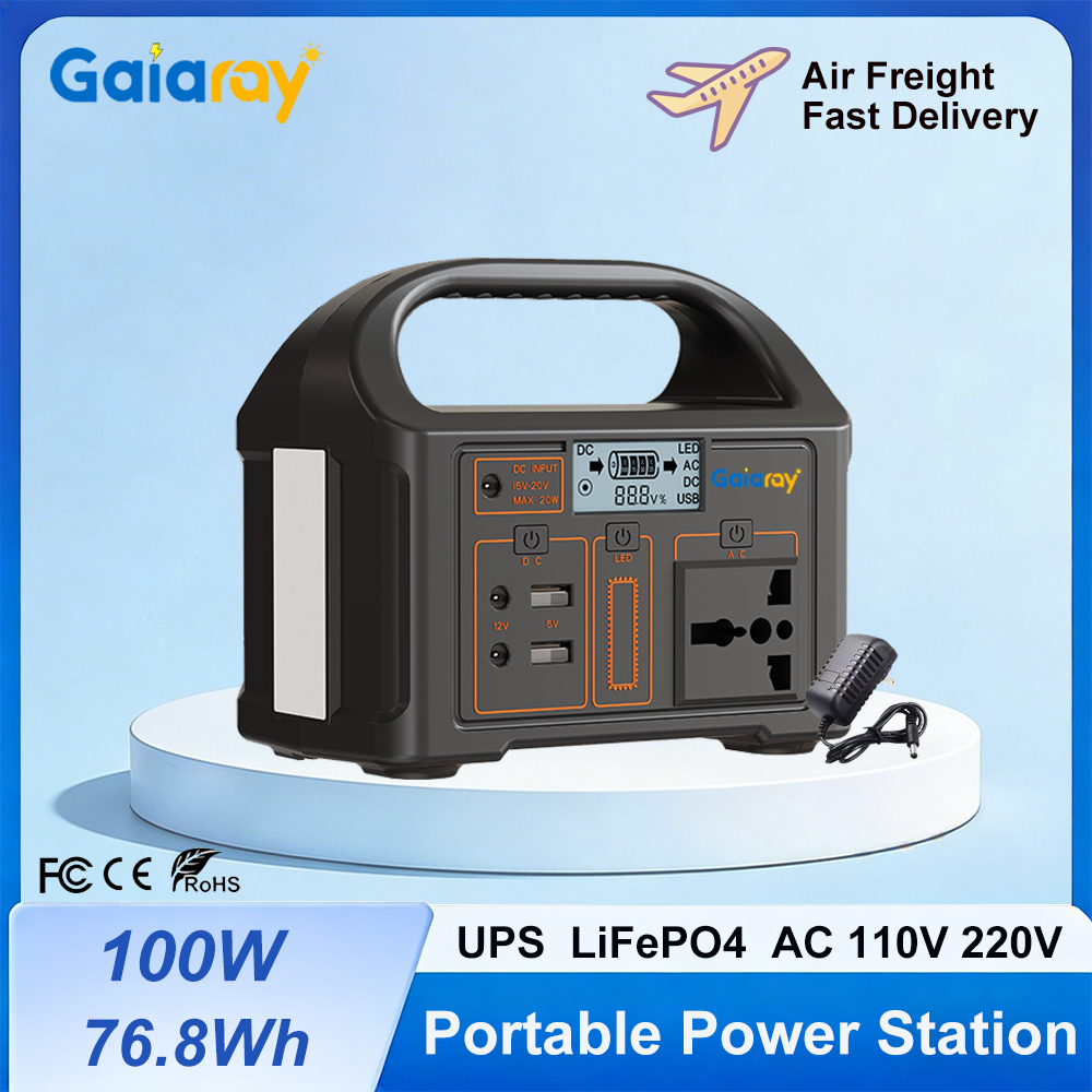 Gaiaray 100 ワットポータブル発電所 76.8Wh LiFePO4 充電エネルギーステーションソーラー発電機 AC 110V 220V 電源銀行キャンプ用