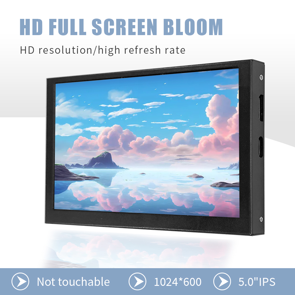 5 インチ IPS LCD 100% sRGB 表示パネル HD(H)1024 x 600 HDMI モニター Raspberry Pi5/Pi4/Pi3 ミニモニターに適しています