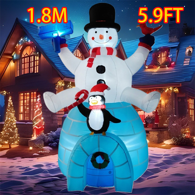 インフレータブルおもちゃ座っている雪だるまペンギンクリスマスインフレータブルモデル発光インフレータブルモデルクリスマス雰囲気装飾モデル
