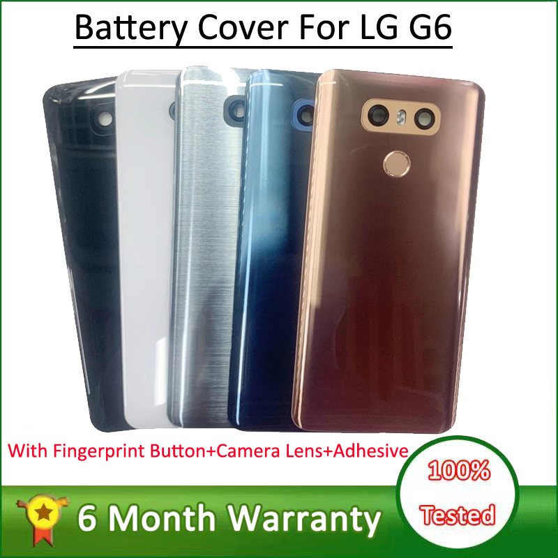 バッテリーカバー後部ドアハウジング LG G6 LS993 US997 VS998 バックカバーケース指紋ボタンカメラレンズ粘着テープ付き