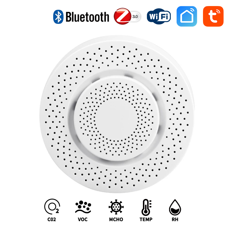 Smart Tuya Zigbee WIFI 5 in 1 エアボックスホルムアルデヒド VOC CO2 温度湿度検出器アプリ制御スマートホームシーンリンケージ