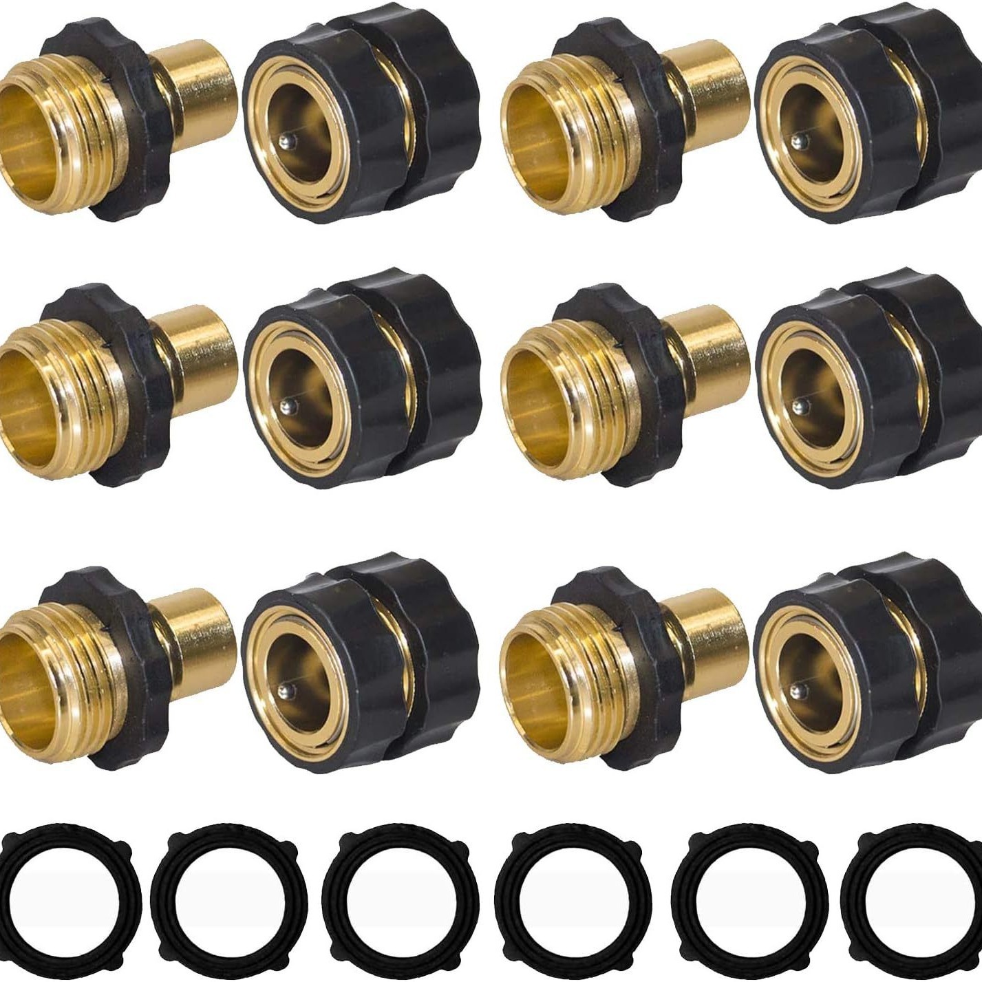 6 セット 3/4 インチスレッドアメリカンスタンダードガーデンクイックコネクタ水鉄砲ジョイント洗濯機アダプター庭の灌漑継手