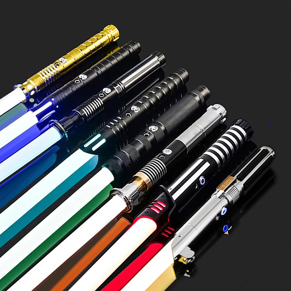 RGB メタルライトセーバー決闘スムーズスイング剣セイバーデルース 16 色変化 16 音 FOC レイブ点滅おもちゃ