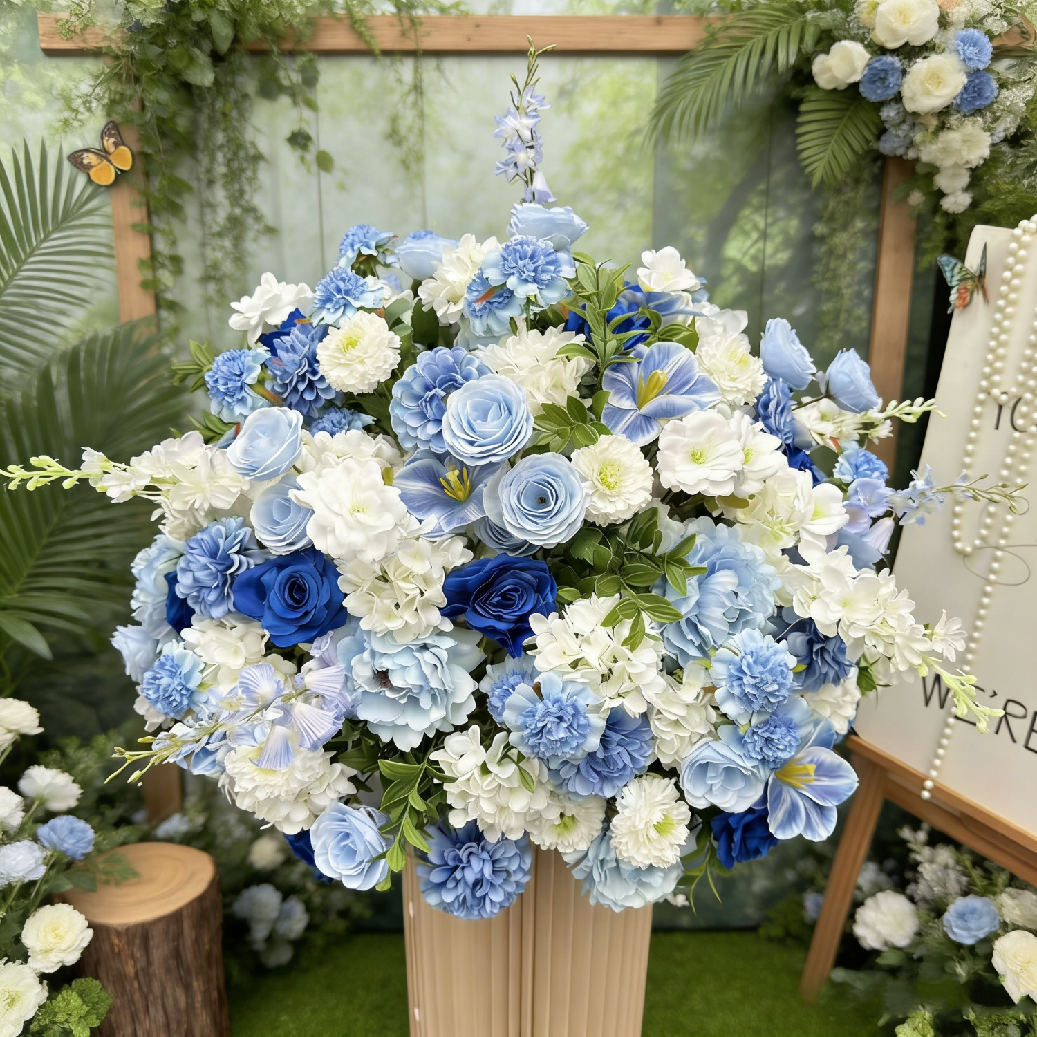 ブルーカラー造花ボールテーブルセンターピースフラワーアレンジメント結婚式の装飾結婚の花の花束イベントの装飾