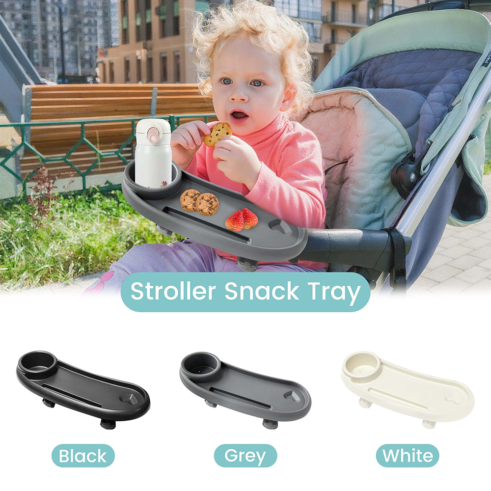 1PC ユニバーサルベビースナックトレイ、カップホルダー付き幼児ベビーカースナックトレイ、ベビーカートレイアタッチメントとベビーカーアクセサリー