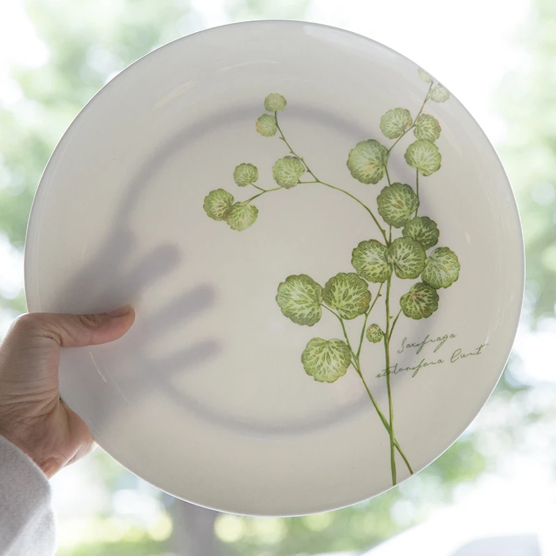 植物柄皿 ダイナープレート 洋食器 ステーキプレート 創作個性プレート フルーツセラミックトレイ ボーンチャイナカトラリー皿