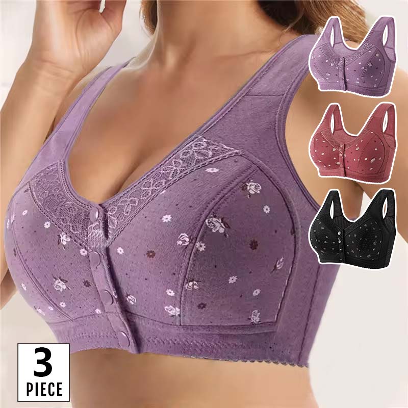 FallSweet 3 ピース/セットフロント閉鎖ブラジャー女性のためのプラスサイズのブラジャーシームレスなワイヤレス Bralette レースのブラジャーセクシーな女性のランジェリー