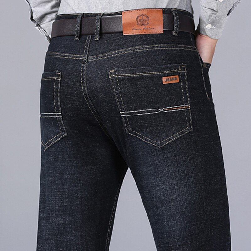 新しい男性クラシックジーンズジャンオム Pantalones Hombre 男性万年ソフト黒バイカー Masculino デニムオーバーオールメンズパンツサイズ 32-38