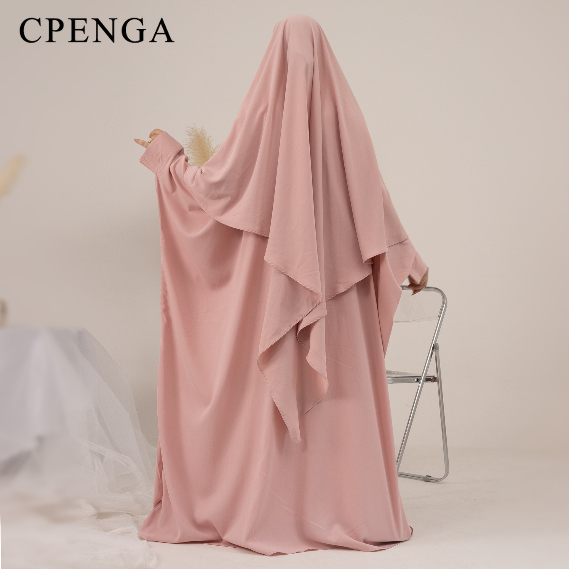 2024 新イードラマダン Jilbab イスラム教徒の女性の祈りの衣服ドバイアバヤ Khimar とドレスイスラム教徒セットイスラム控えめなドレス