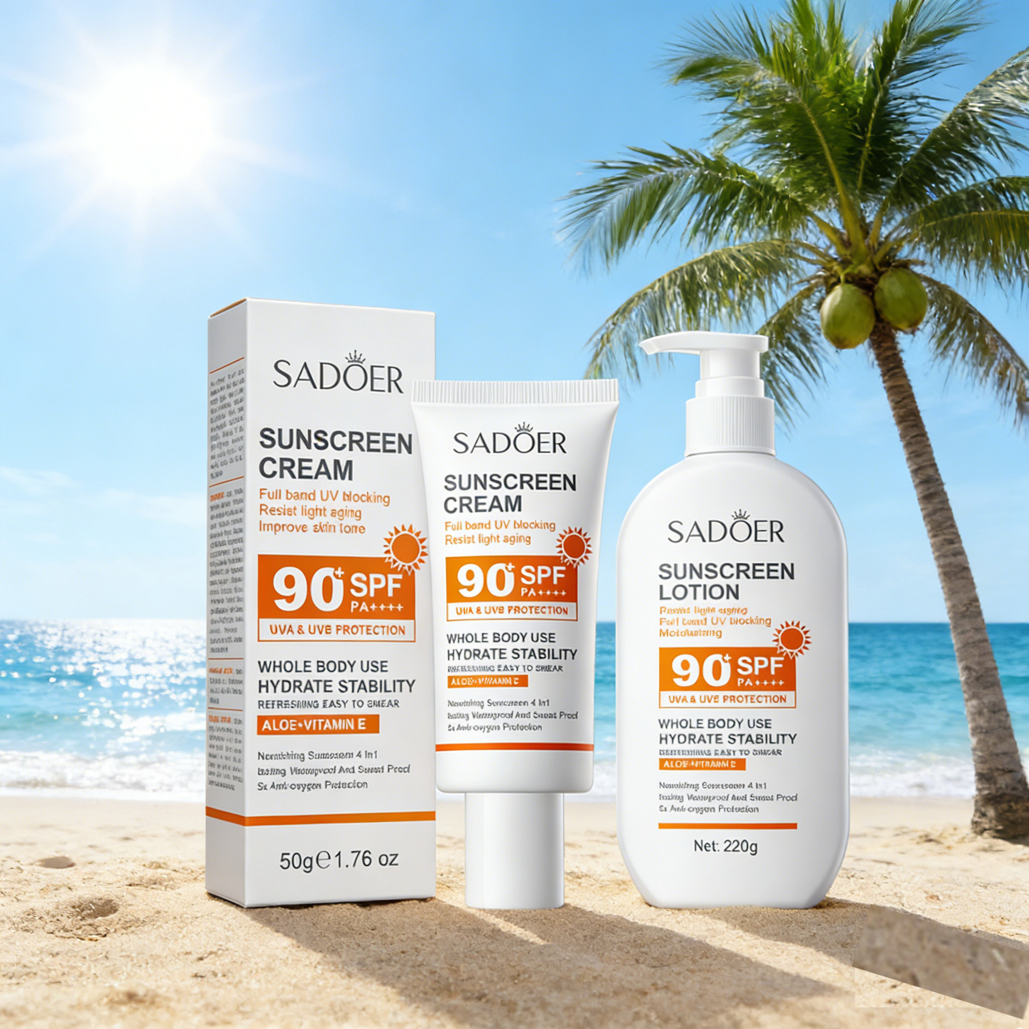 サンローション ボディ＆フェイス用 スーパー 220g 50g 小ボトルサイズ SPF 90 PA 全身用