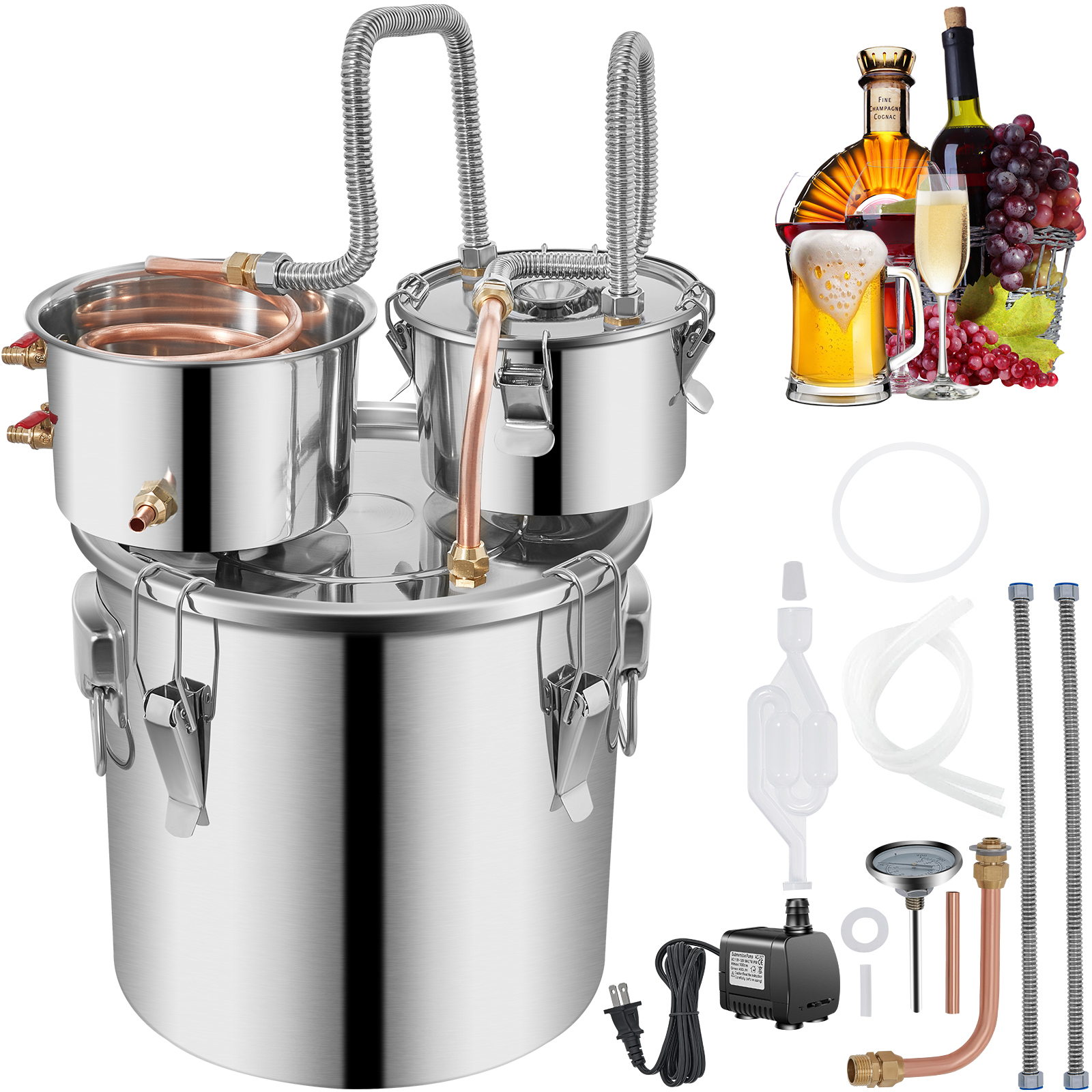 SucceBuy 12L 20L 30L アルコール蒸留機ビール醸造機器 DIY ワイン密造酒装置ディスペンサーキット