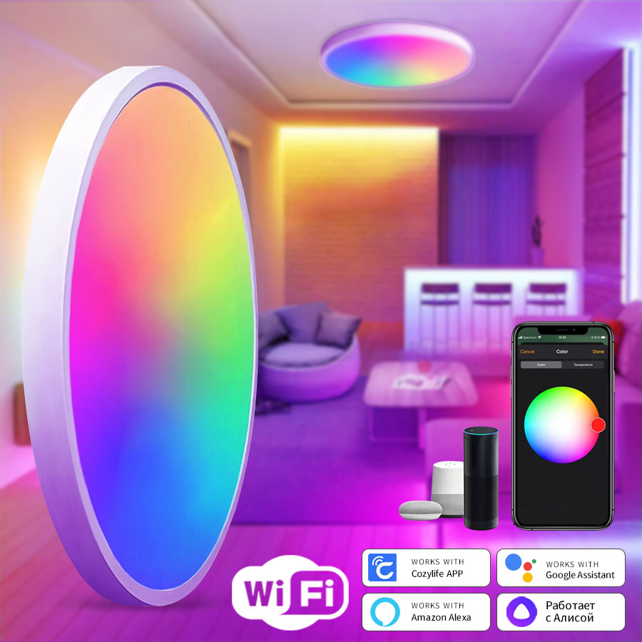 スマート WiFi LED シーリングライト 24 ワット Cozylife アプリ制御音声制御ラウンドパネルアンビエントランプ AC85-265V 動作 Alexa Geogle ホーム