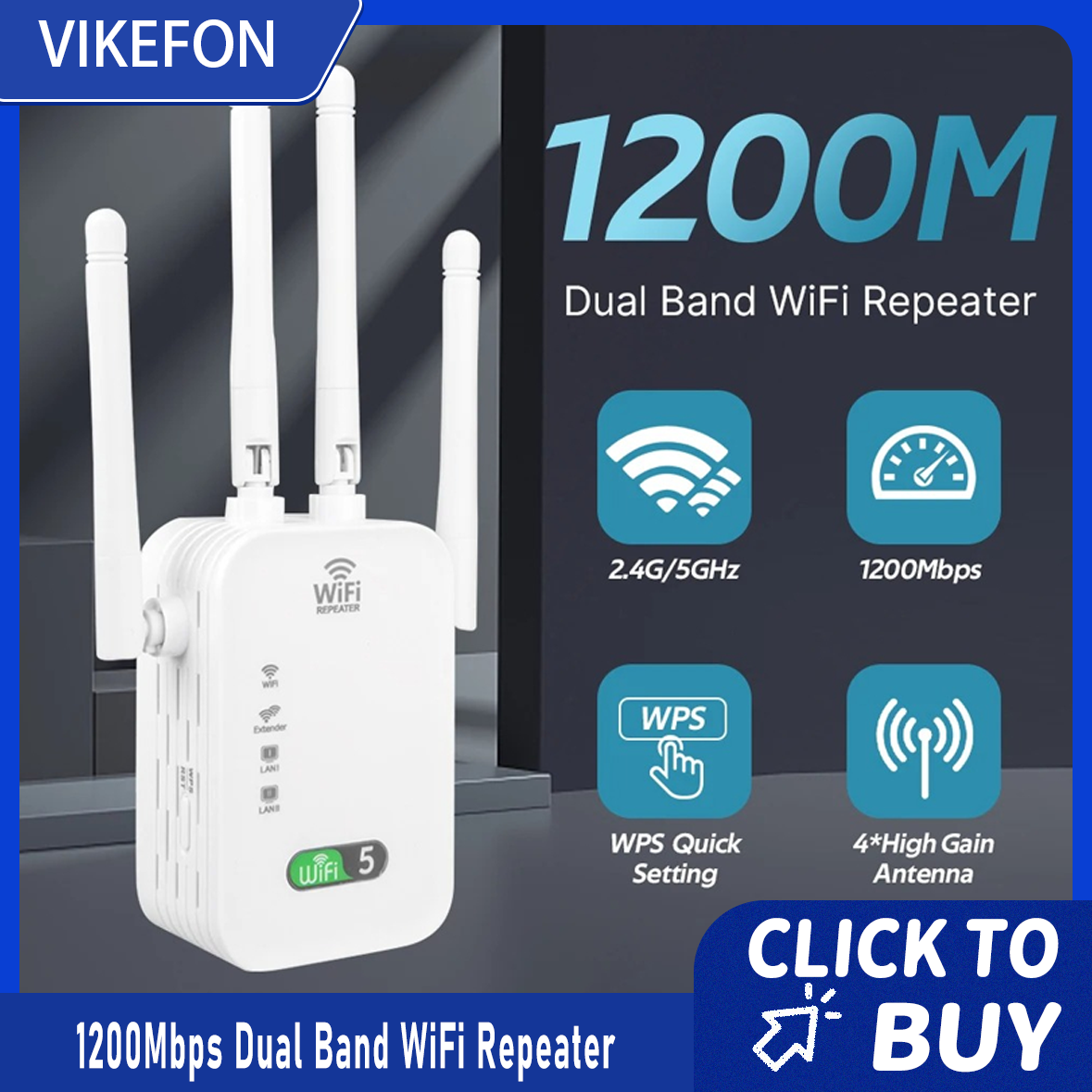 1200Mbps デュアルバンド WiFi リピーターワイヤレス信号エクステンダー 2.4 グラム 5GHz Wi-Fi アンプルーター長距離信号ブースター家庭用
