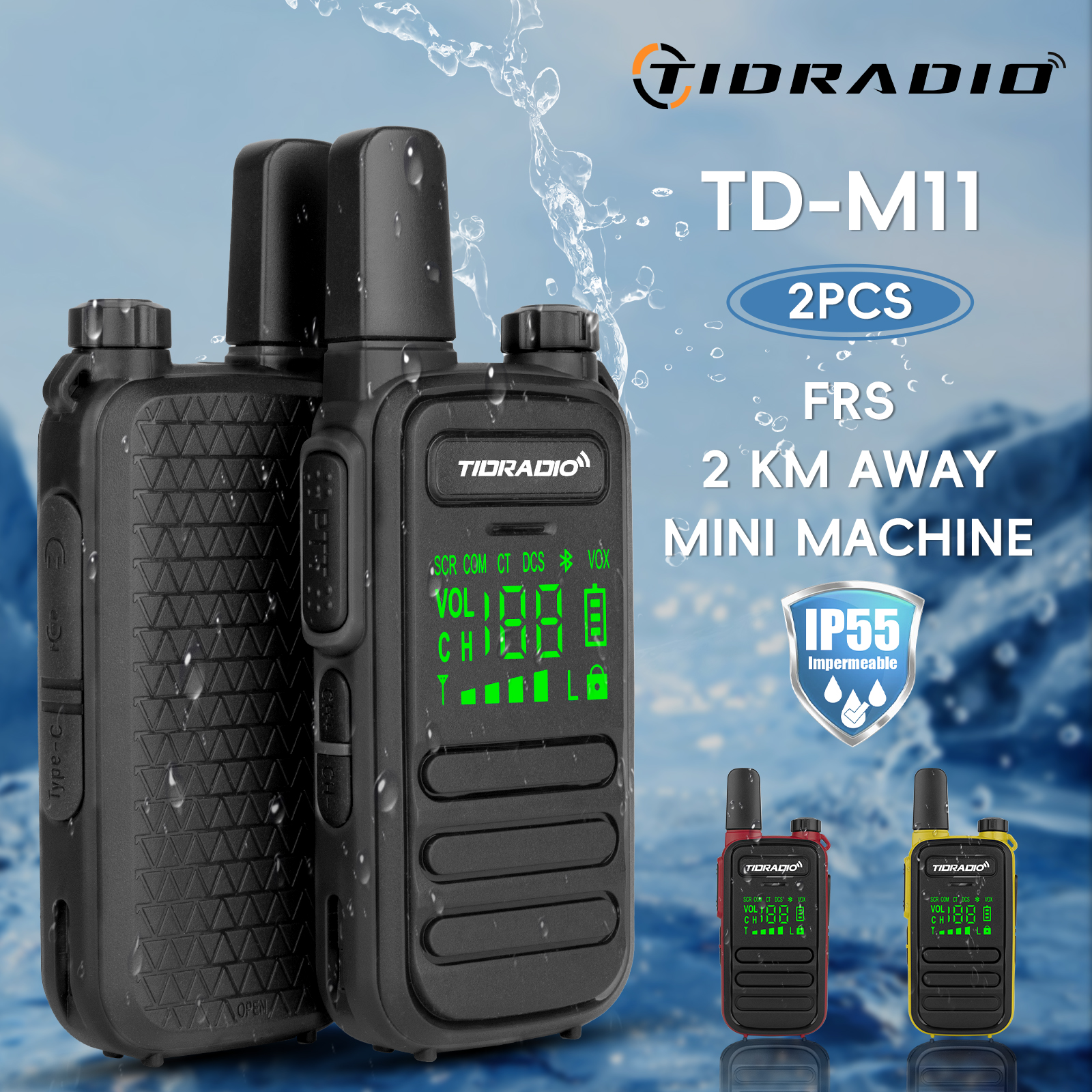 TIDRADIO 2 個 M11 ミニトランシーバープロフェッショナル PMR/FRS 長距離通信ラジオ双方向無線トランシーバーカラフル