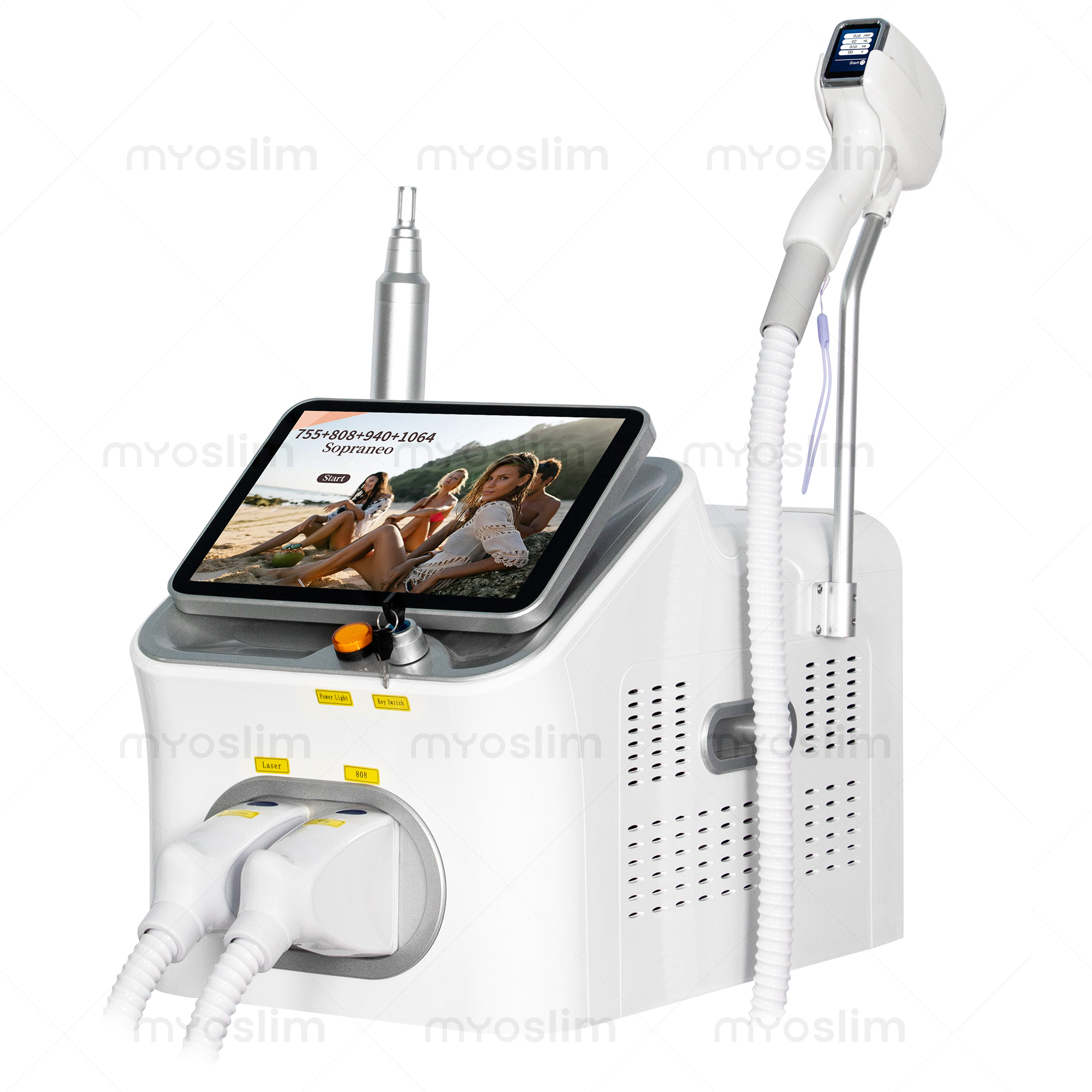 新しいプロフェッショナル FAC 2 で 1 ダイオード 5000 ワット脱毛機ピコ Qswitch ND YAG タトゥー除去機 4 波 808NM