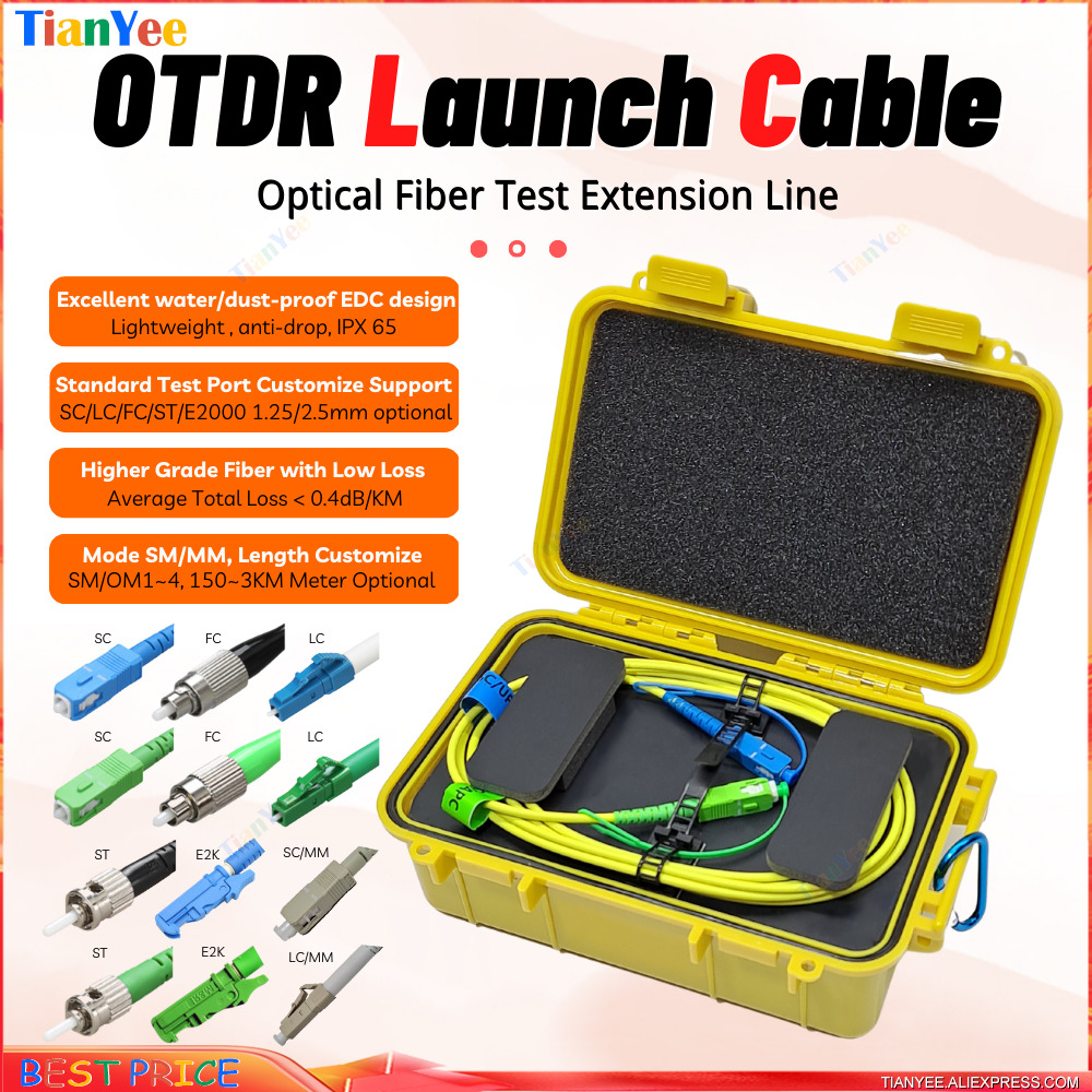 SC/APC-SC/APC OTDR デッドゾーンエリミネーターファイバーリング 500 メートルフィブラ光学反射計発射ケーブルボックス 1 キロメートル 2 キロメートル SM 1310/1550nm