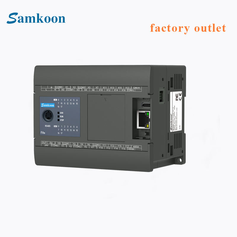 Samkoon PLC プログラマブル ロジック コントローラー、16DI 16DO トランジスタ/リレー出力、サポート イーサネット、産業オートメーション コントローラー