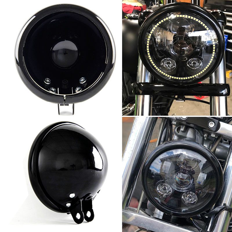 5.75 ''モト LED ヘッドライトカバーバケットオートバイヘッドランプハウジングリングホルダーマウントブラケットシェル