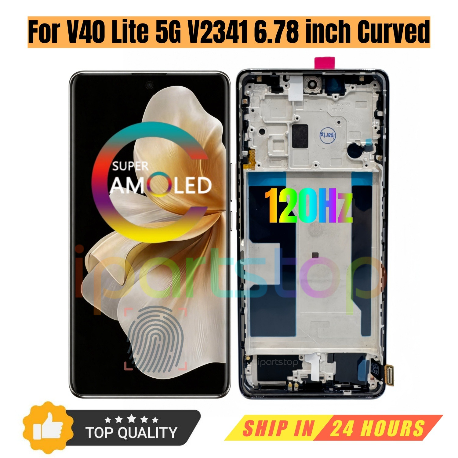 iParts 交換用新しいディスプレイ vivo V40 Lite 5 グラム V2341 6.78 インチ 120Hz 湾曲 AMOLED タッチスクリーンとフレームアセンブリ OEM