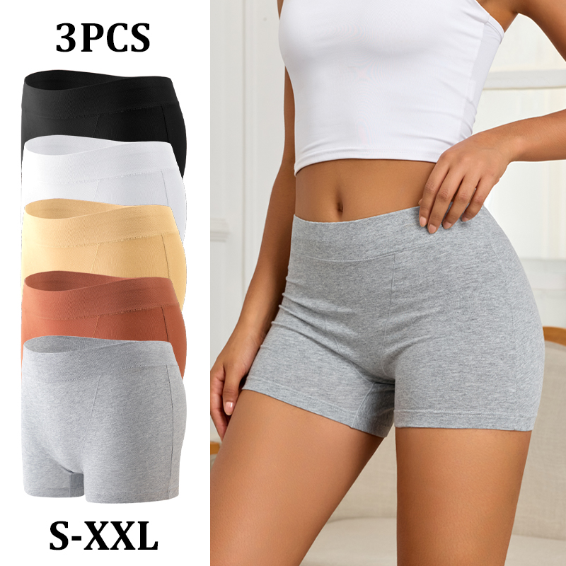 3 個綿シームレス Boyshorts 女性のセクシーなローウエスト安全パンツ女の子通気性ソリッドカラーボクサーパンティーストレッチランジェリー