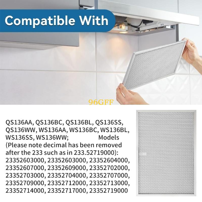 96GF 2 個ポータブル抽出フードフィルター金属グリースフィルターさまざまなシリーズのフード用掃除とメンテナンスが簡単