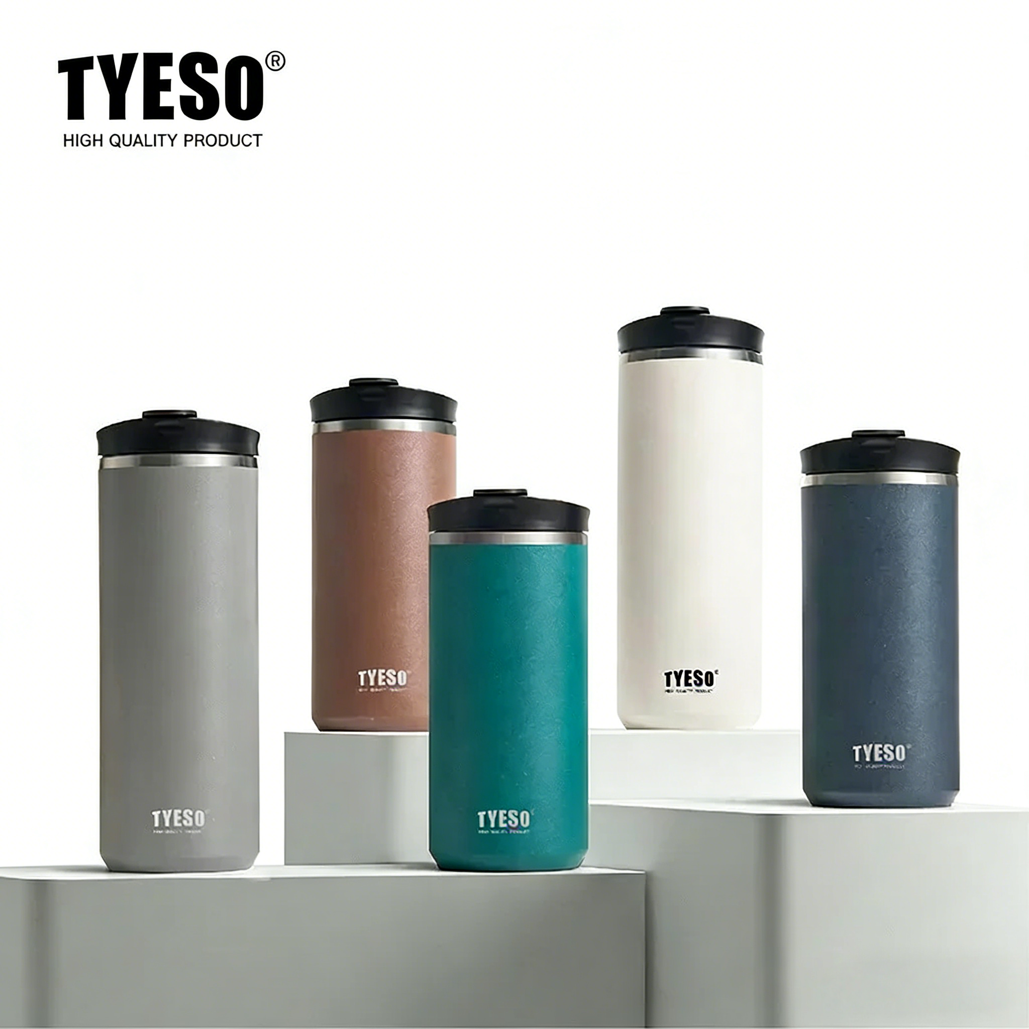 Tyeso フレンチプレス魔法瓶トラベルマグ 304 ステンレス鋼ポータブル水出しコーヒーメーカー茶注入器二重壁断熱
