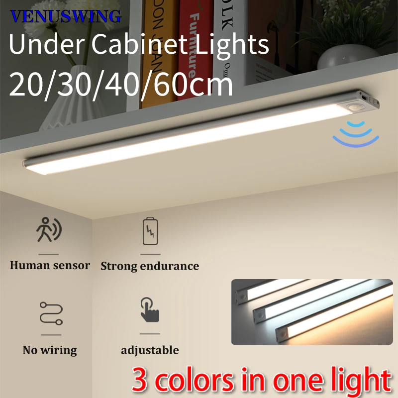 20/30/40/60 センチメートル超薄型 LED キャビネットライト充電式モーションセンサーライト USB ナイトライトワードローブクローゼットキッチン照明