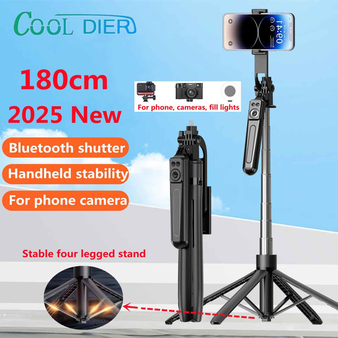 COOL DIER スマートフォンカメラ用新しい三脚、Bluetooth シャッター付き三脚スタンド、電話ホルダー付きワイヤレス自撮り棒ブラケット