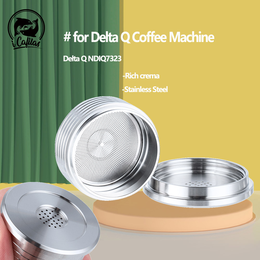 デルタ Q ミニ DIQ7323 マシン用再利用可能なカプセルステンレス鋼詰め替えコーヒーポッドカプセルエスプレッソカフェフィルター
