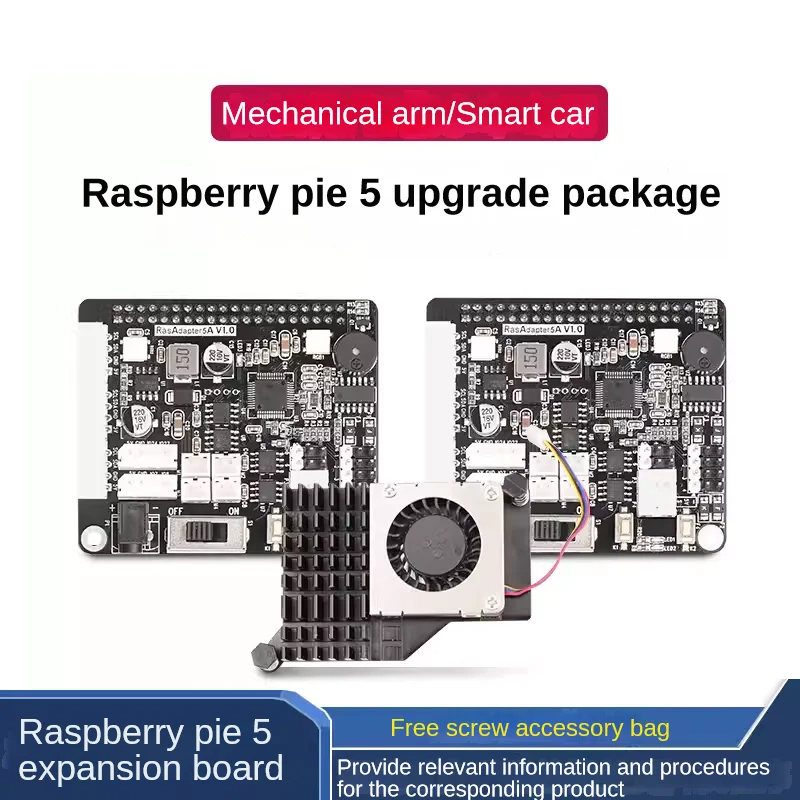 Hiwonder サーボおよびモータードライバーボード、アクティブヒートシンク付き、Raspberry Pi 5/4B 拡張ボード用スマートカーロボットアームパーツキット
