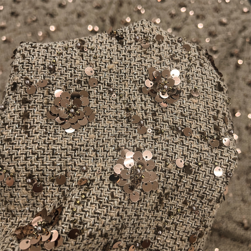 1 ヤードの重工業スパンコール刺繍生地、衣類ドレス、バッグ、スーツケース縫製、ファッション生地用