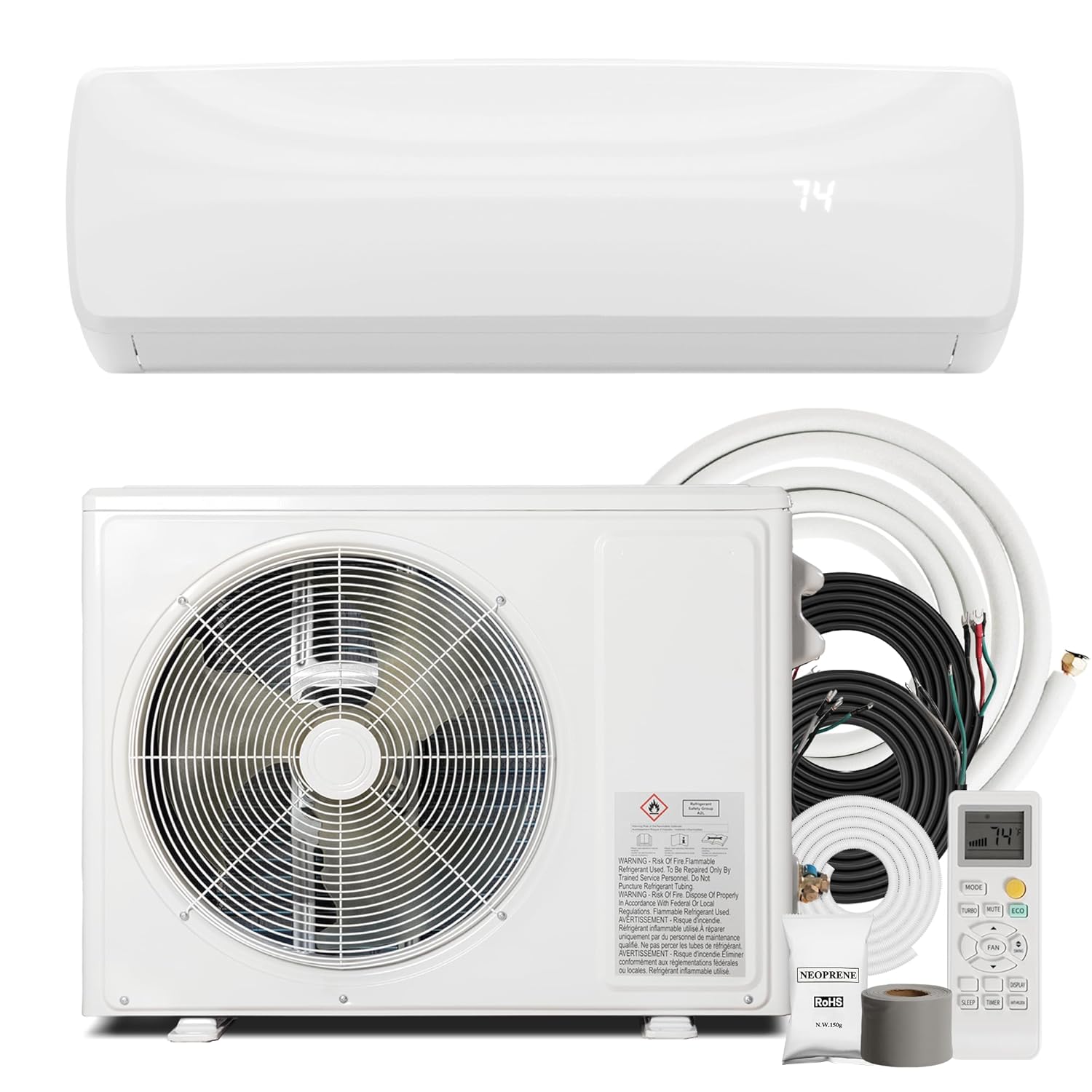 18000BTU ミニスプリットエアコンヒートポンプ、19 SEER2 インバーターコンプレッサー AC ユニットは最大 1250 平方メートルの部屋を冷却します。フィート、カスタマイズされた