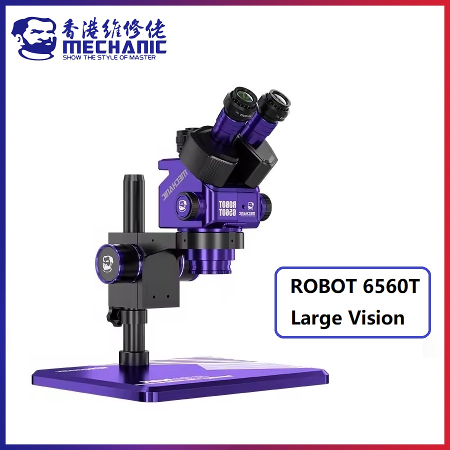 メカニックロボット 6560T-B11 三眼ステレオ工業用顕微鏡 6.5-60X 連続ズーム WF10X25 接眼レンズ 0.45X カメラアダプター