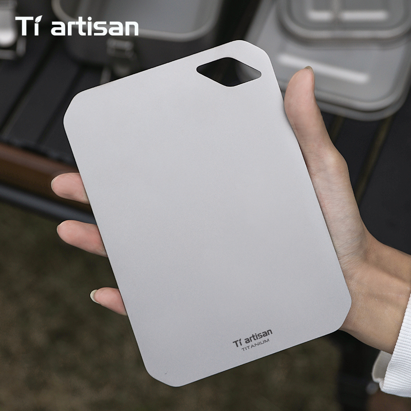 Tiartisan 純粋な Titanuim ミニまな板屋外キャンプポータブル両面食品グレード果物肉まな板