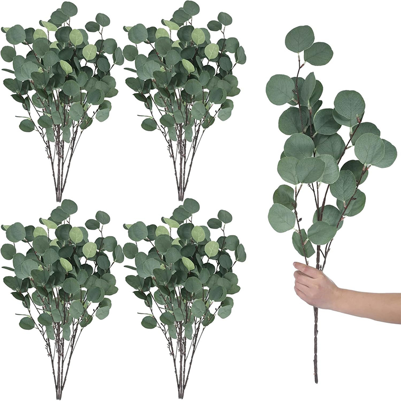 5 個ユーカリ人工植物ブーケグリーンブランシェ茎家の装飾用庭ウェディングパーティーの装飾屋外装飾