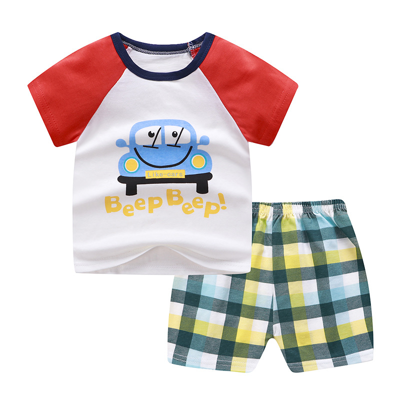 OEM/ODM 幼児漫画プリント服セット赤ちゃん男の子と女の子の夏のシャツとショーツ子供服多くの色