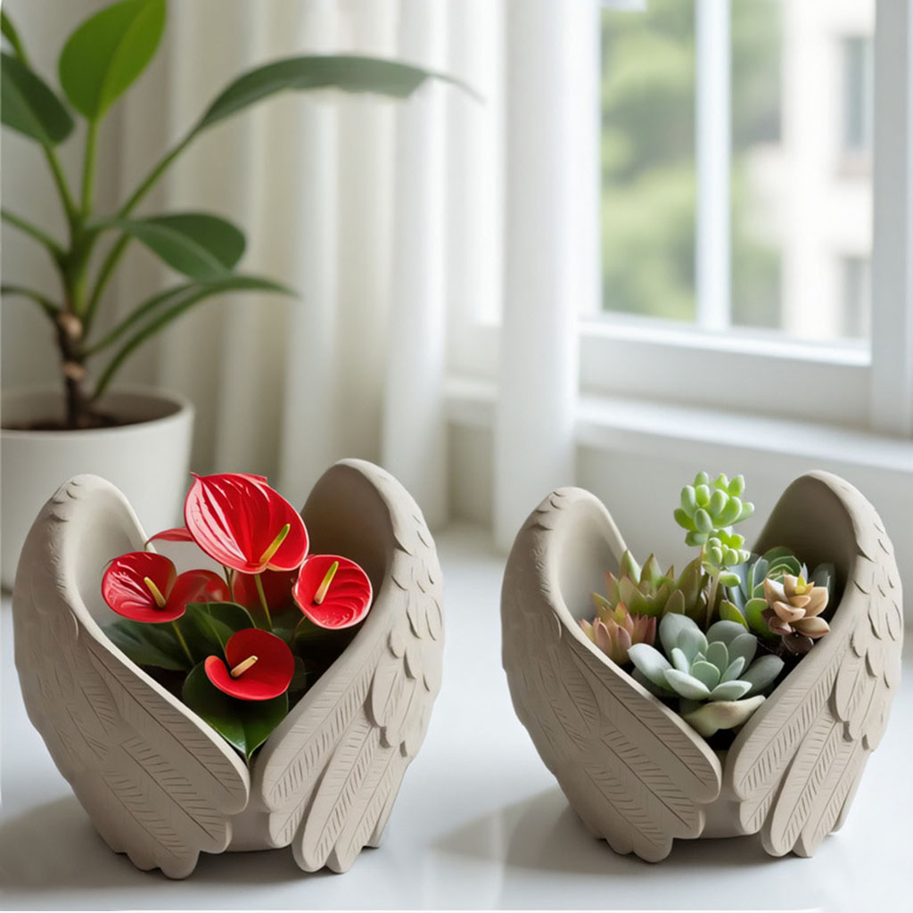 天使の羽シリコーン型 DIY 石膏植木鉢型翼キャンドルホルダー金型多肉植物植木鉢コンクリート収納瓶金型