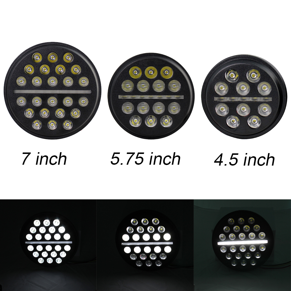 7 インチ 5.75 インチ 4.5 インチラウンド LED ヘッドライト高低ビームライト DRL ヘッドランプ付きジープラングラーオフロード 4x4 オートバイ用