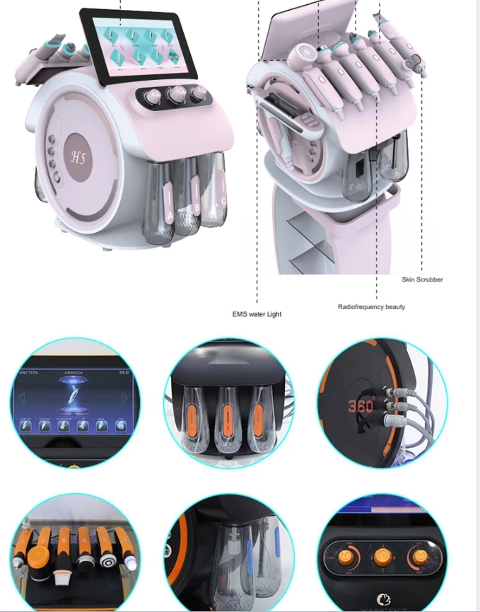 2025 新製品 360 ビジュアル水素と酸素水酸素器具 6 ハンドル総合的なクレンジングスキンケア装置