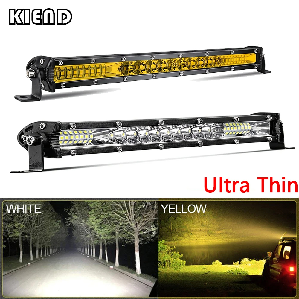 10 "20" LED バーワークライトイエロー/ホワイトライトバースポットフラッドビーム LED バーオフロード 4 × 4 ジープ SUV 自動車トラックトラクター 12V 24V