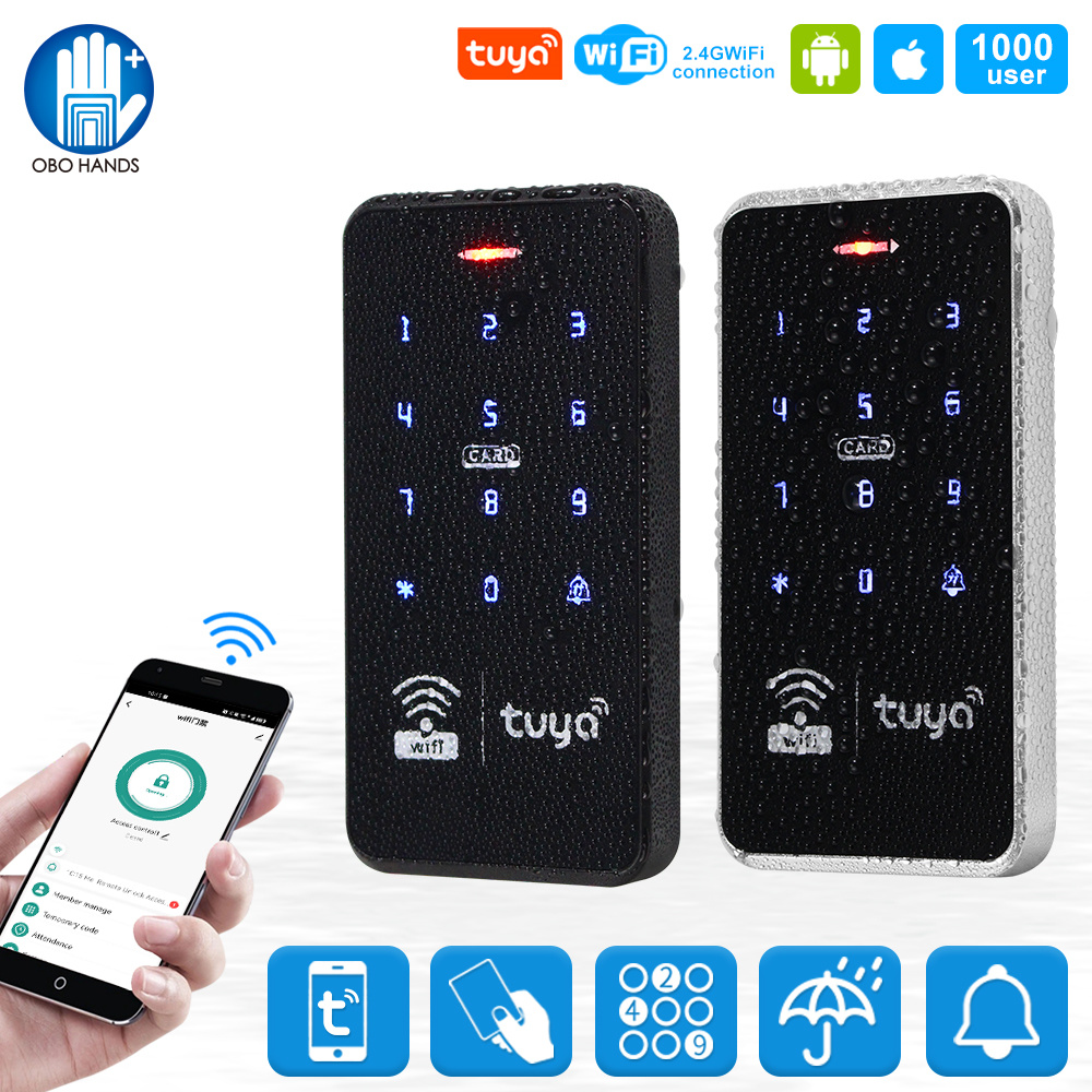 防水 WiFi Tuya APP アクセス制御キーパッド 13.56MHz RFID カードキーボードタッチスクリーンアクセスコントローラリモートロック解除システム
