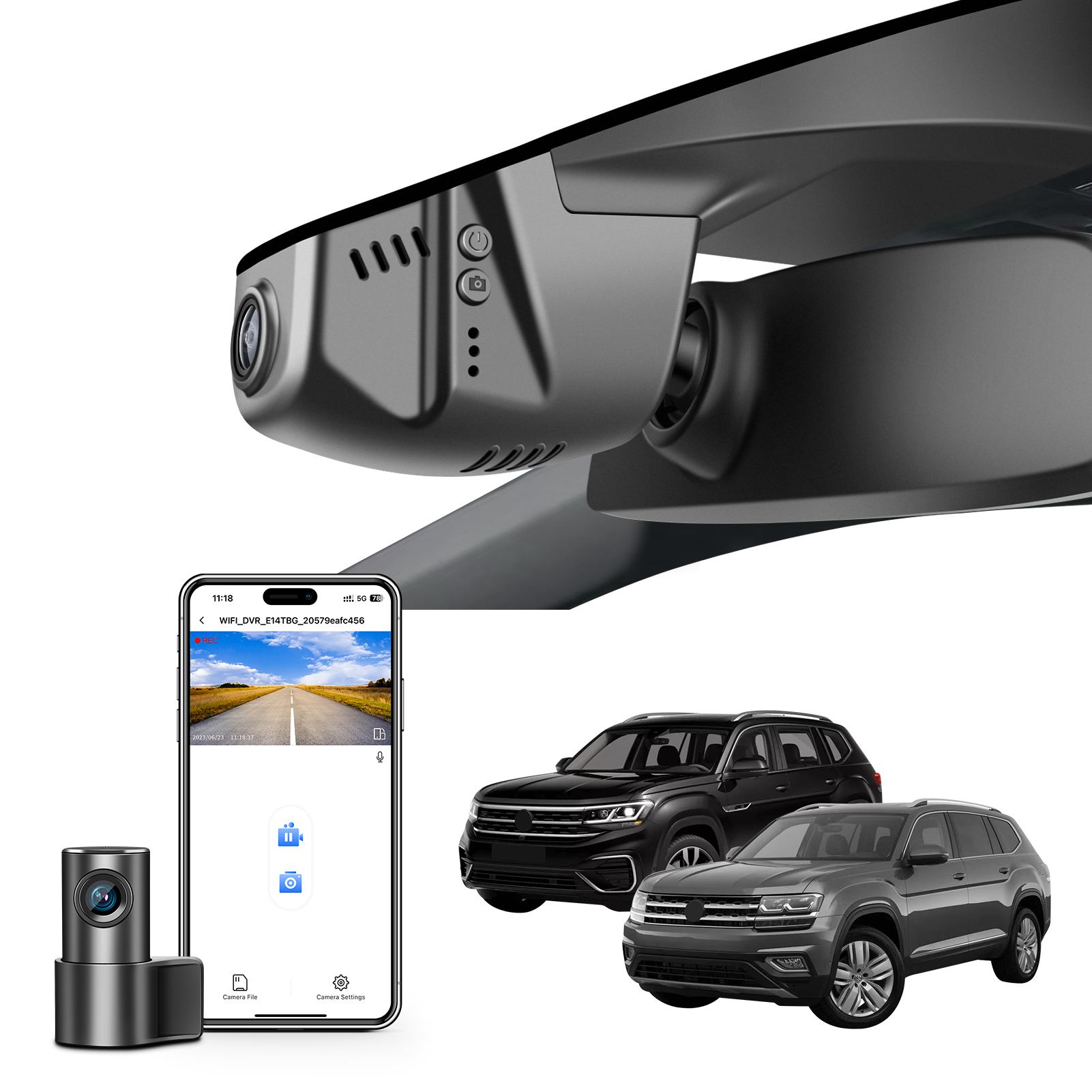 4K ダッシュカム VW アトラスクロススポーツ Teramont (モデル A/B) 2018-2026 ダッシュカーカメラナイトビジョン GPS WiFi APP レコーダー