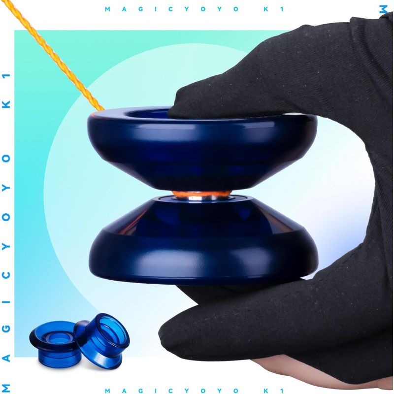 MAGICYOYO パック 子供用ヨーヨー、K1 ヨーヨーサック ストリング 10 本とヨーヨーグローブ 1 個 ギフト (ダークブルー)